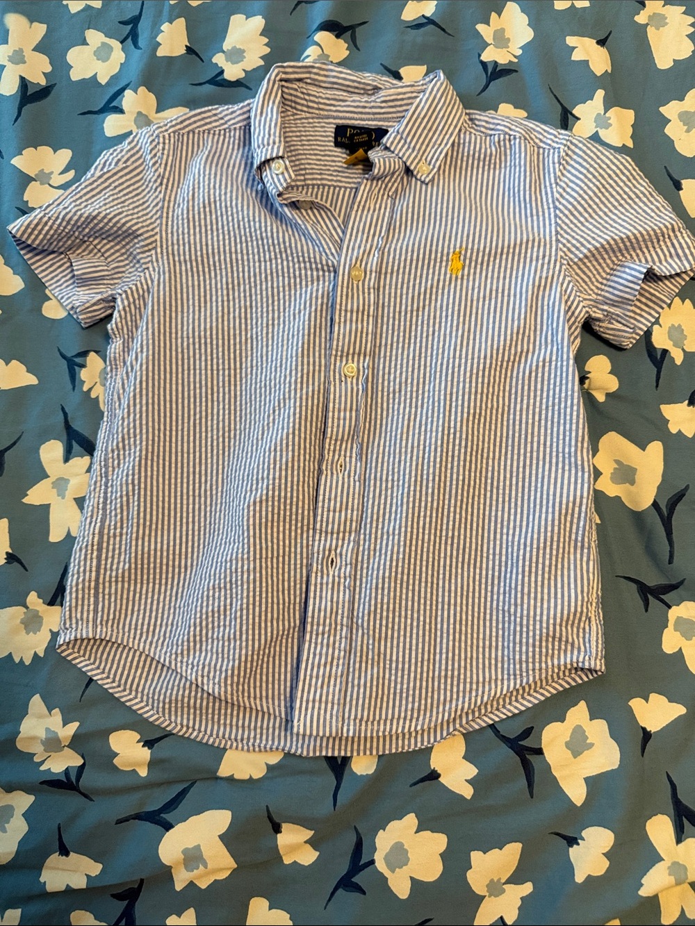 Polo by Ralph Lauren Light Blue & White Striped Short-Sleeve Button-Down Shirt